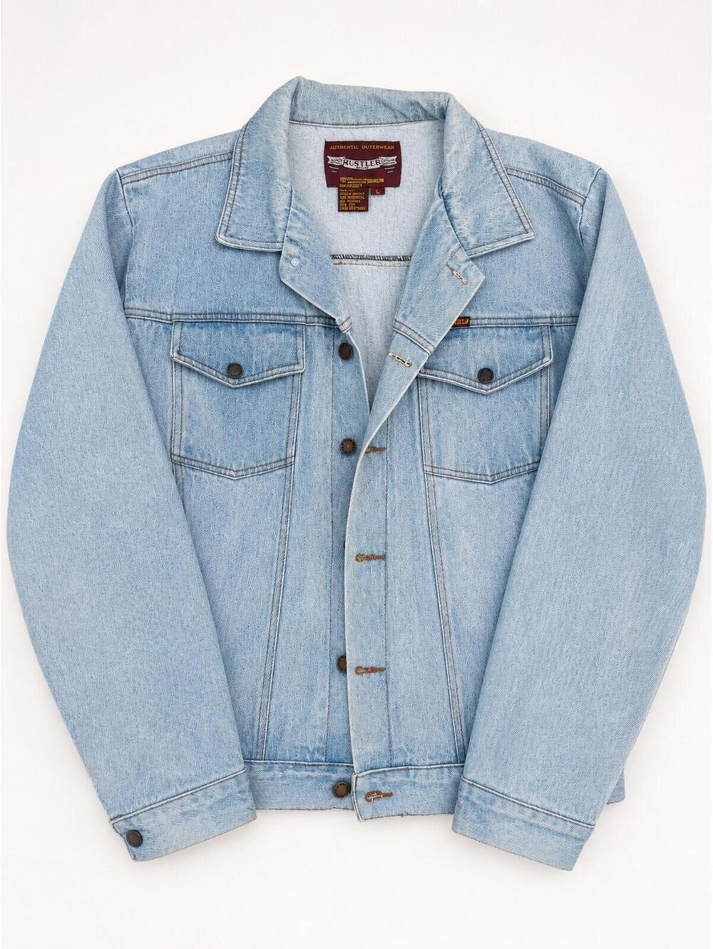 Vintage Rustler Denim Jacket Large Light Wash Trucker Western 100% Cotton